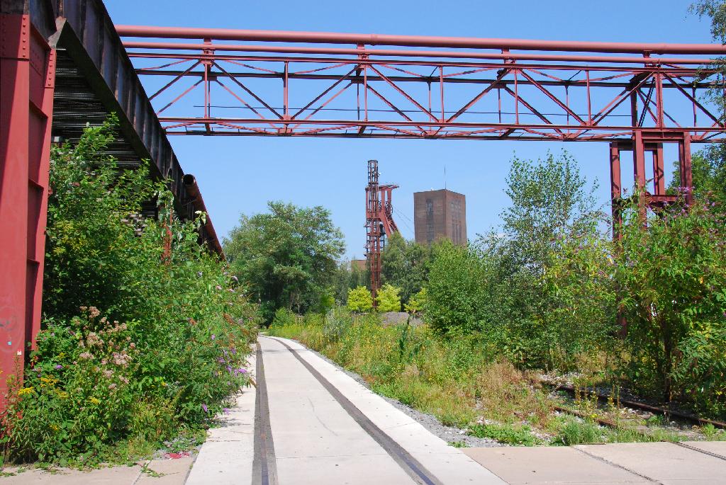 DSC_3879.JPG - [de]Auf den ehemaligen Schienenführungen sind heute Fahrradwege angelegt; die Gleise sind noch angedeutet. Man kann auf diesen Trassen über weite Strecken durch das Ruhrgebiet radeln und über 150 Jahre Geschichte hautnah erleben